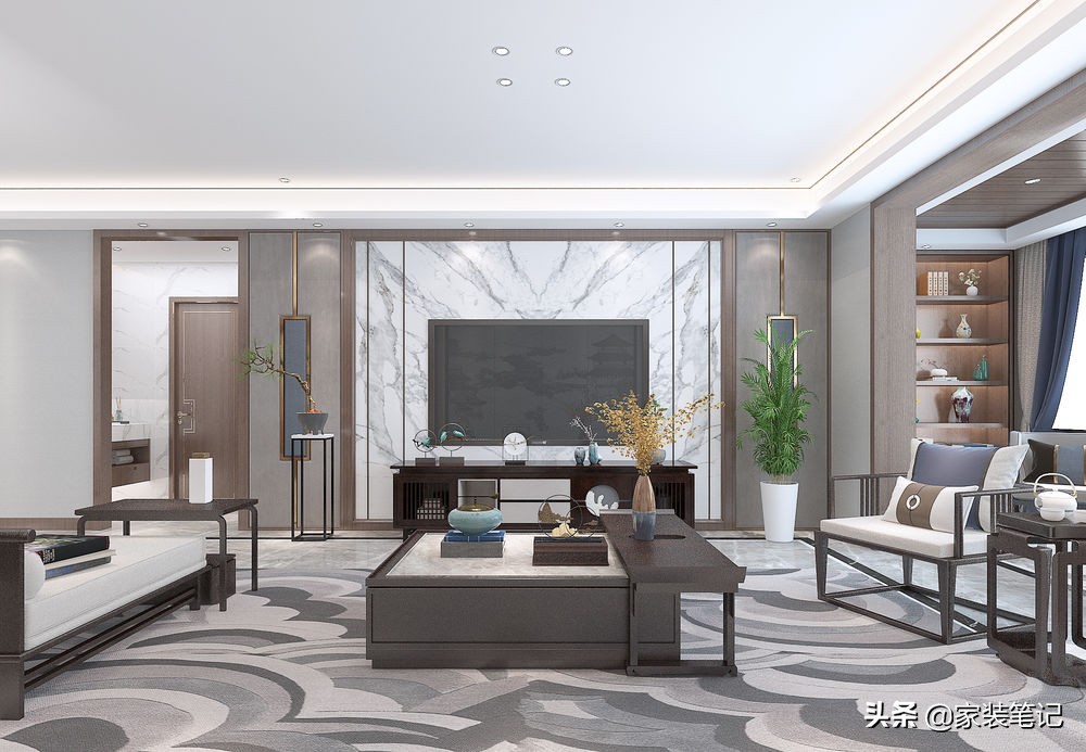 160平方新中式装修风格全屋效果图,160平复式两层装修效果图新中式