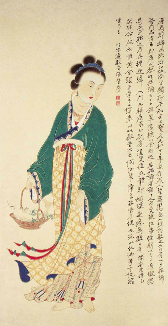 张大千画作美人鹦鹉图,张大千四大美人图真迹