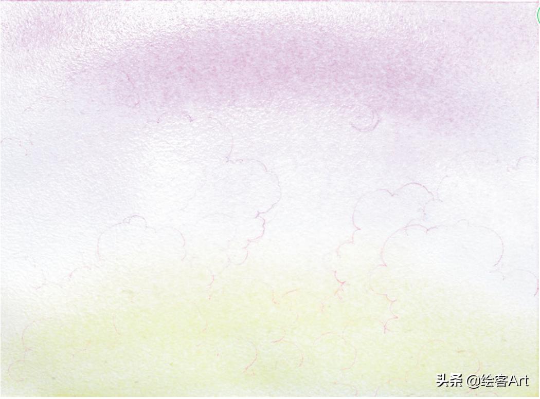 用水彩颜料画天空还有云朵,有手就能画的绘画