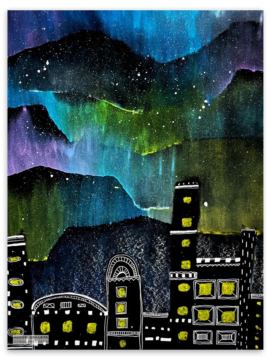 城市夜景儿童画简单又好画,夜晚的城市儿童画简单又漂亮