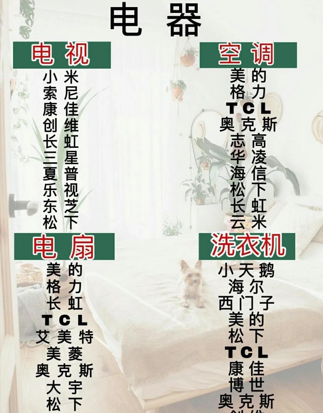 智能家居装修清单大全,装修家电品牌推荐一览表