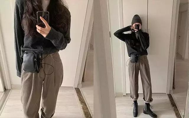 黑色阔腿裤加长版垂感慵懒风秋冬,秋冬慵懒感阔腿裤