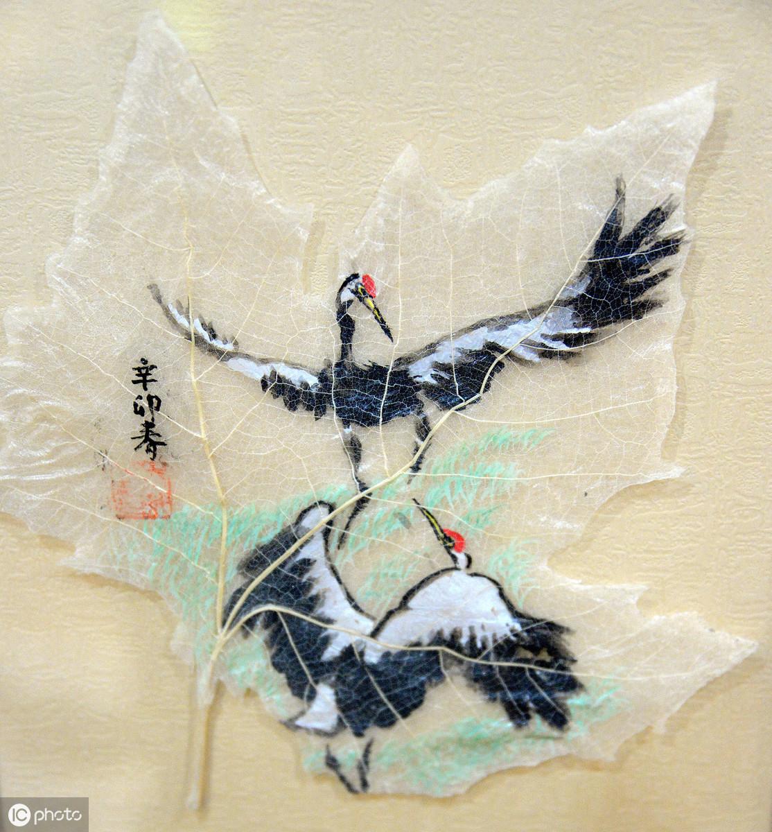 非遗文化叶脉画,千年传承水墨画