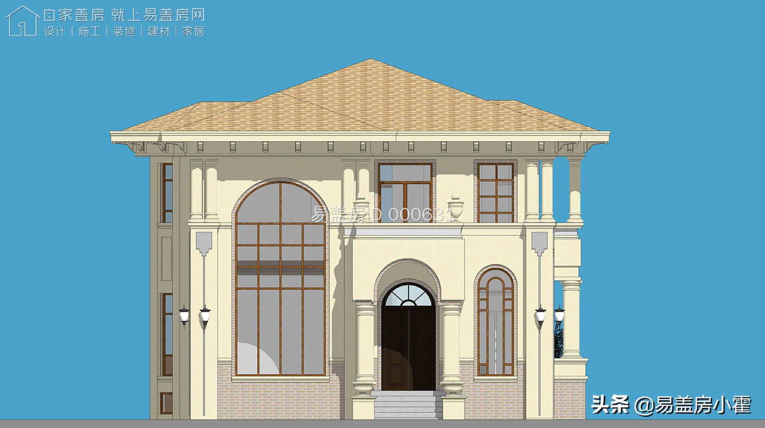 农村自建房2层欧式别墅设计,面宽10米欧式风格二层小别墅