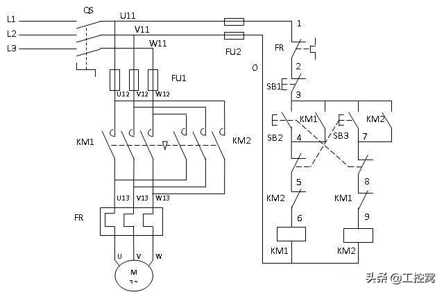 电工电机正反转线路图讲解,零基础学电工电机正反转