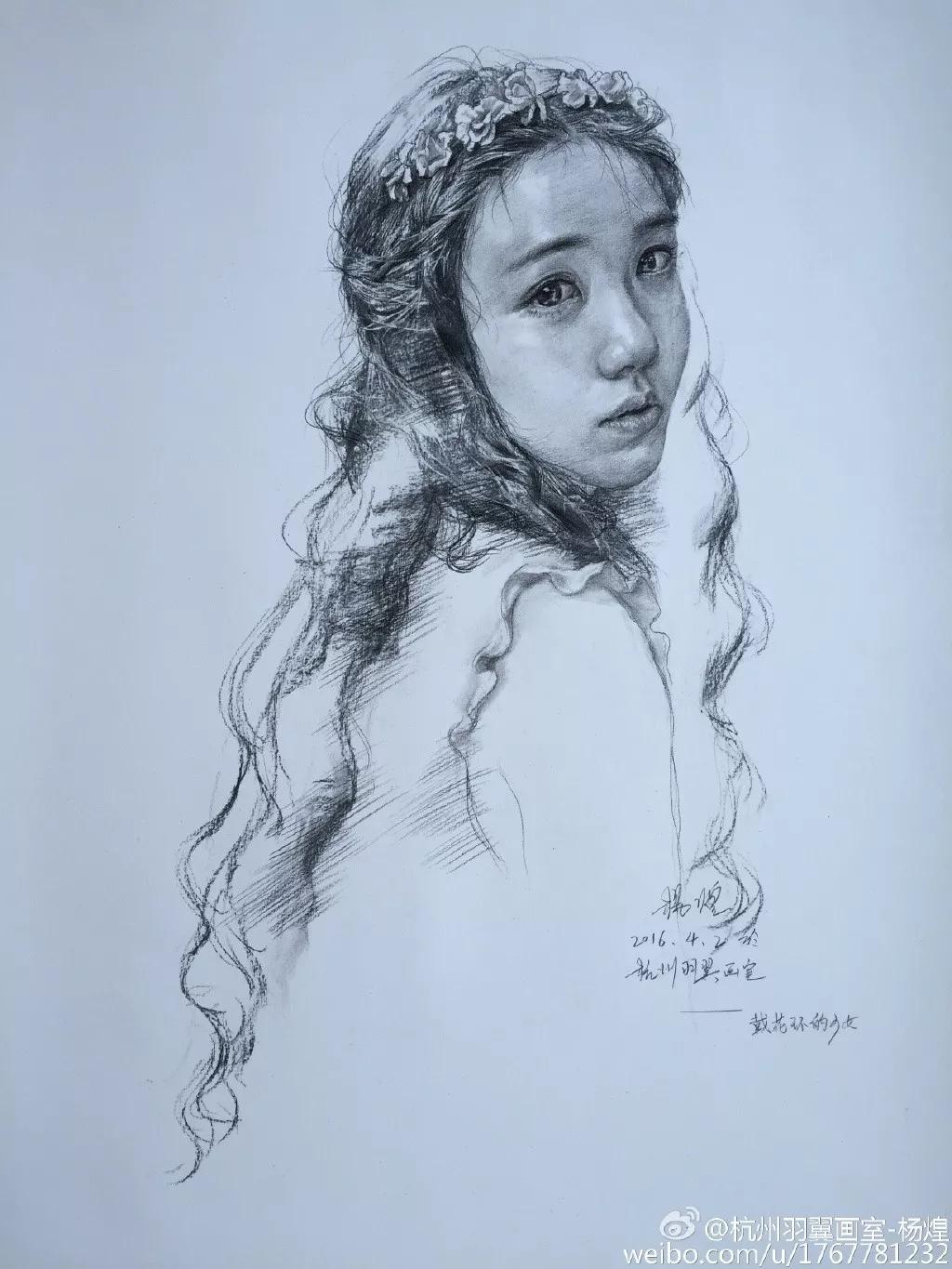 他笔下的女子油画细腻唯美,古典美女画唯美古风素描