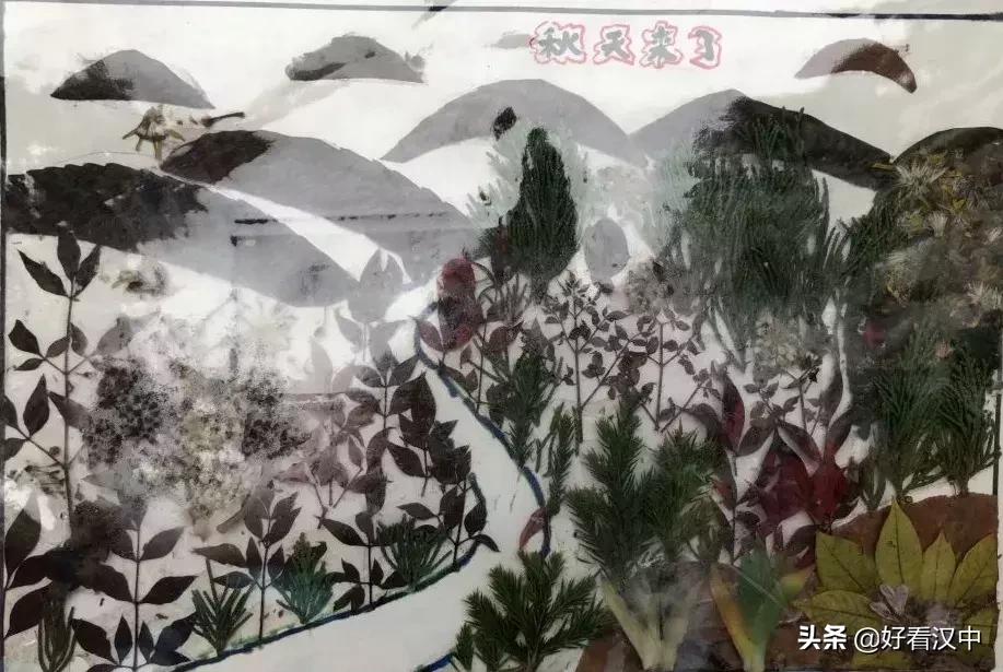 静谧之秋落叶有情汉中市北关小学树叶粘贴画展评