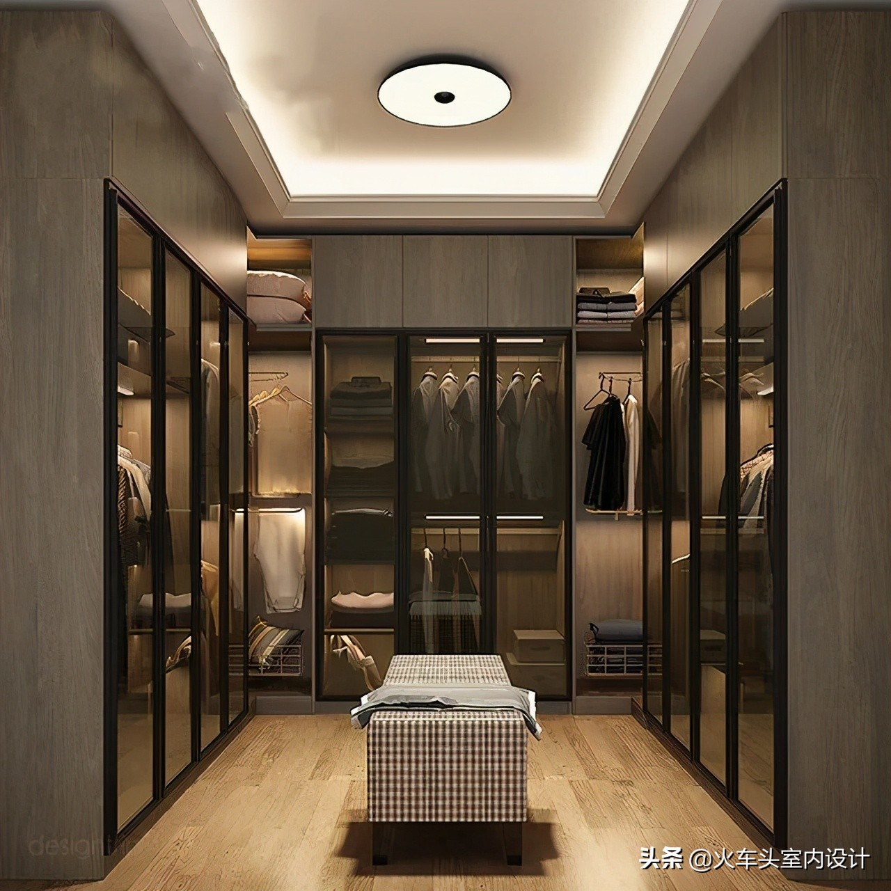 走入式衣帽间设计效果图轻奢风,轻奢简约大气衣帽间