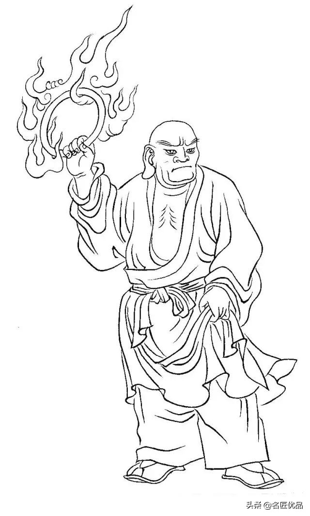 降龙罗汉白描图高清图片,降龙伏虎罗汉图白描