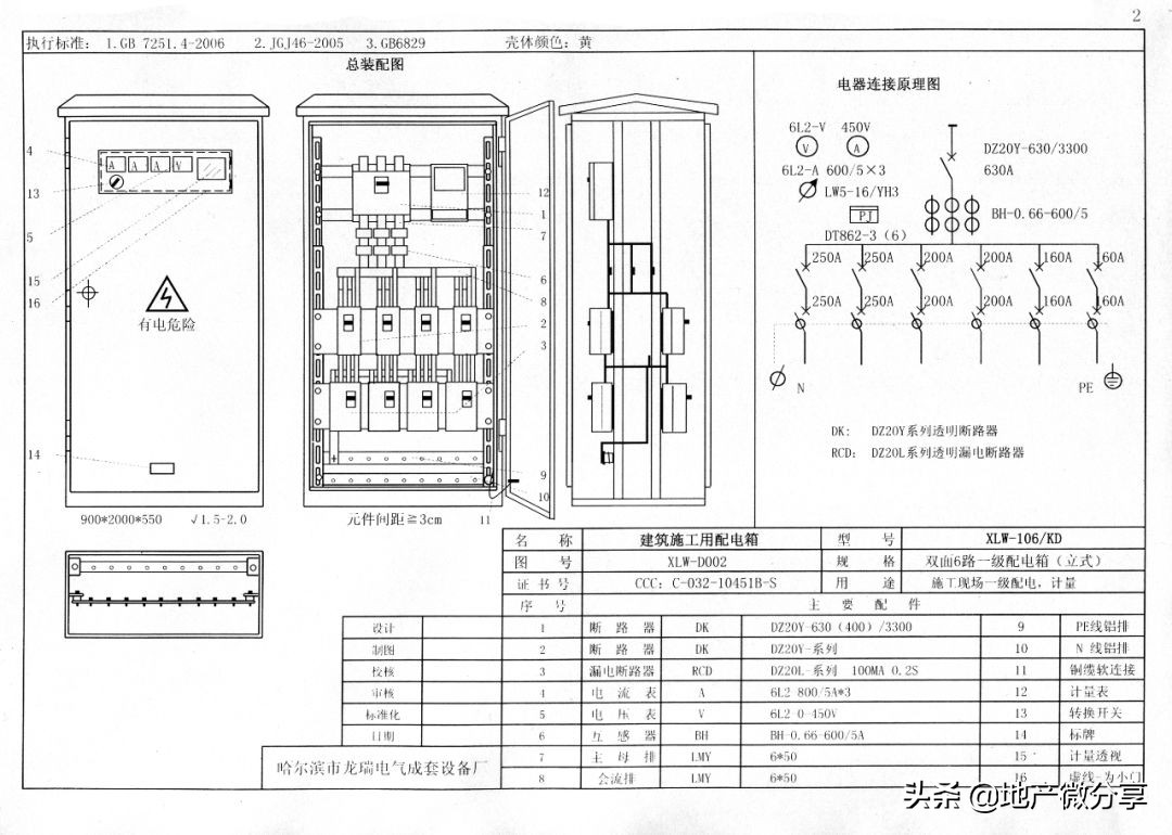 临时用电示意图及配电箱布置图,临时用电二级配电箱标准配置图纸