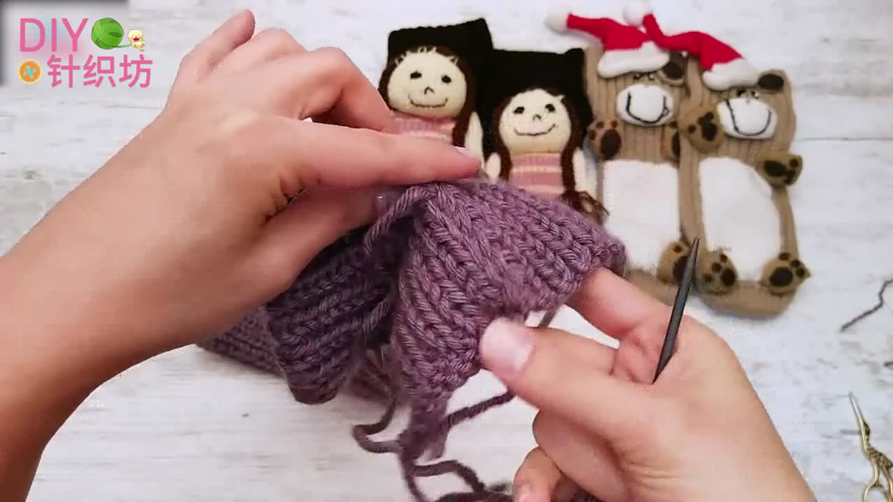 针织毛线袜的教程,家居袜棒针编织视频