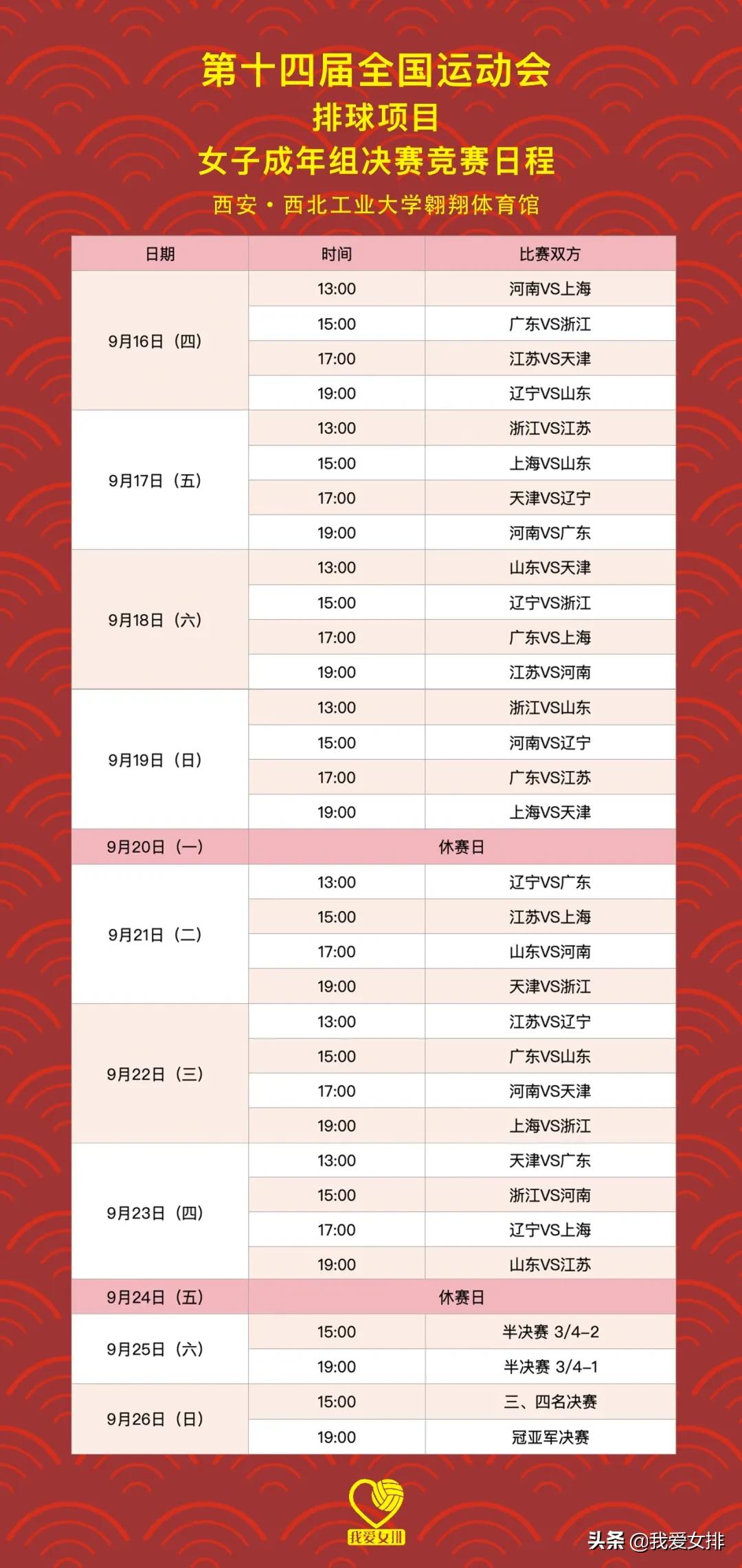 全运会女排决赛几点开打,女排2021全运会资格赛开赛时间表