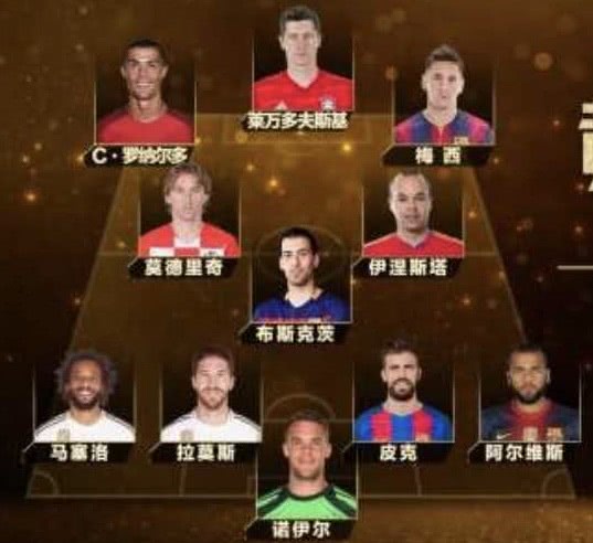 足坛最佳阵容皮克,拉莫斯皮克c罗