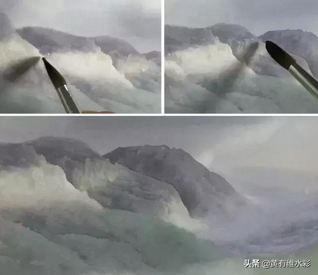 水彩画山风景入门,远山画法入门教程