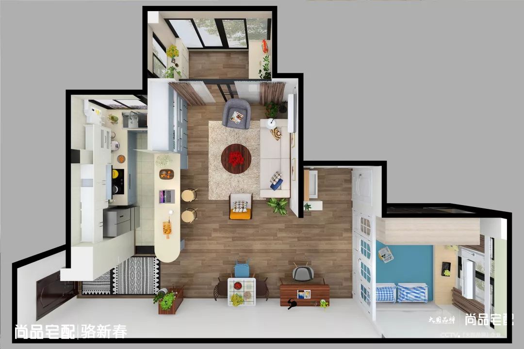 小房间榻榻米带吧台,小户型榻榻米上床下柜一体