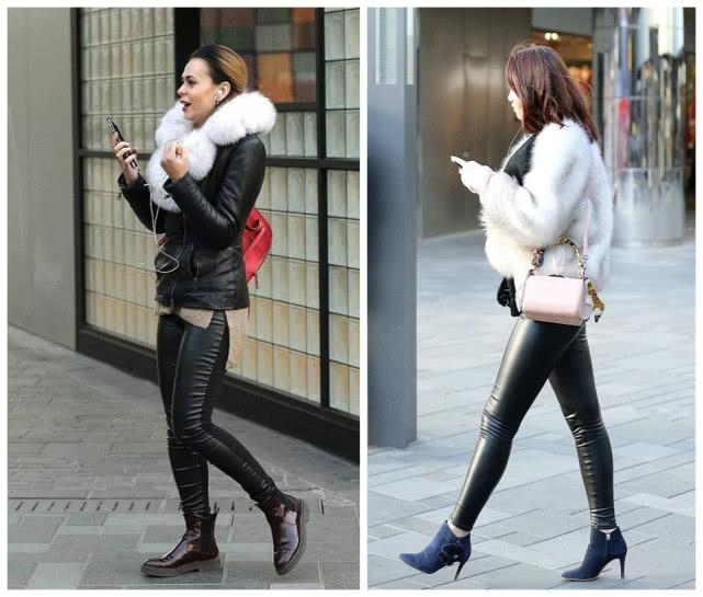 于文文机场灰色卫衣戴黄墨镜,于文文穿皮裤唱体面