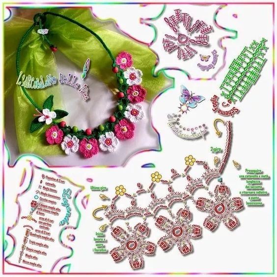 钩针手链手环图解,钩针编织小饰品图解