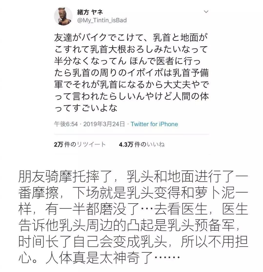 乳头掉了不要紧......它有许多预备军。这绝对是冷知识。