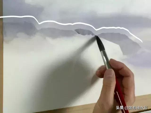 水彩画山风景入门,远山画法入门教程