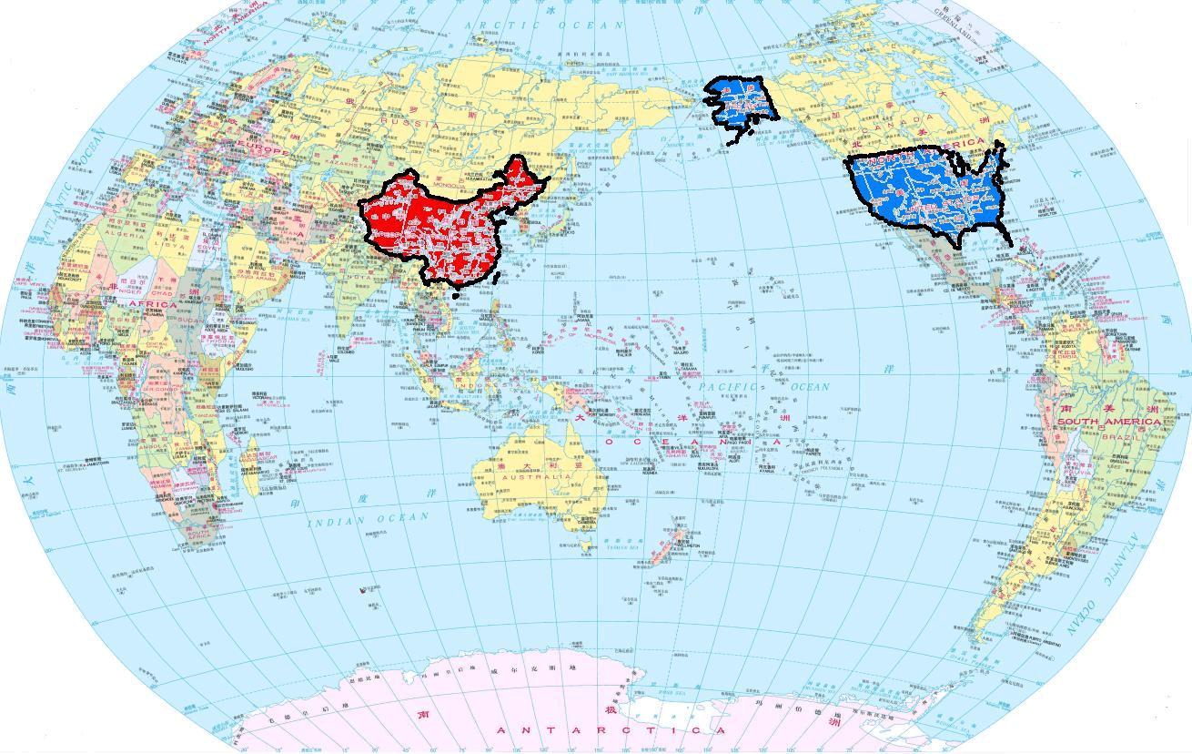 中国版图和美国地图哪个大,中国各国面积对比图