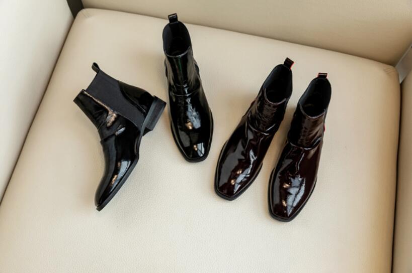 新款秋冬切尔西商务中高帮短靴,马丁靴女切尔西短靴英伦风单靴