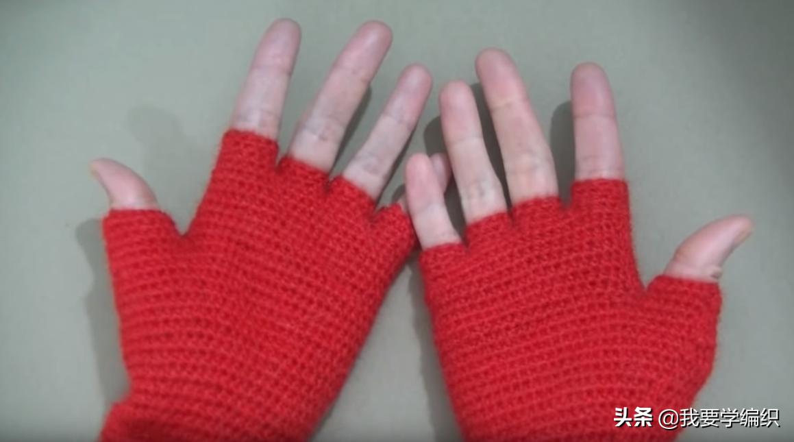最新单指手套编织教程,半指手套的编织方法简单好看