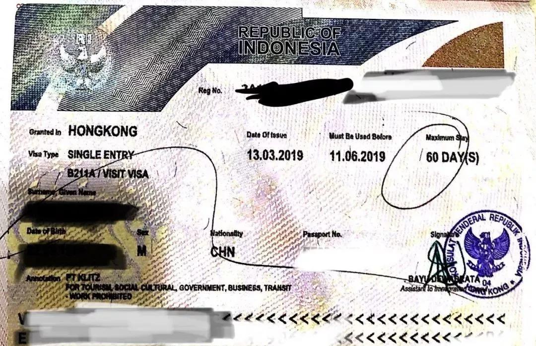 印尼签证实录,印尼签证文字图片