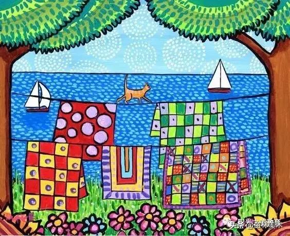 水粉作品风景清新,清凉一夏的水粉作品