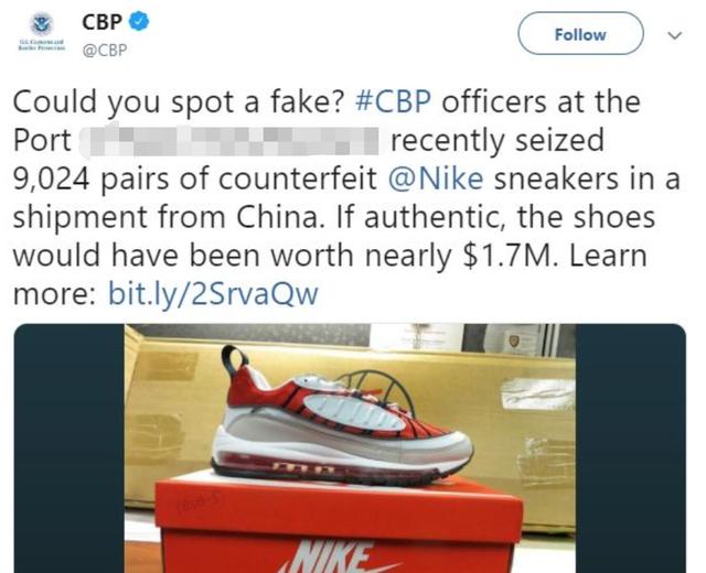 英美海关查获莆田假冒鞋,莆田80万双假鞋在美国被查