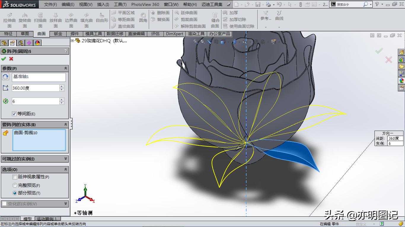 solidworks玫瑰花建模教程,2022solidworks制作玫瑰花