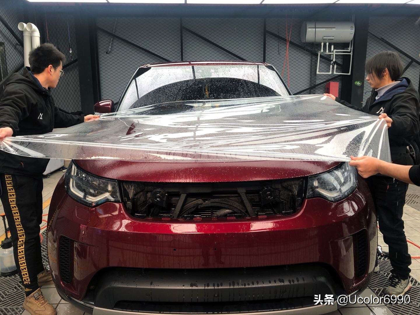 路虎发现运动悬浮车顶膜,路虎发现运动版改色膜