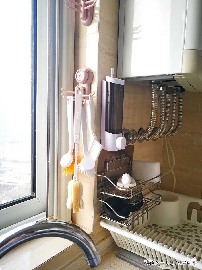 酒店厨房墙面长柄油污清洁刷子,清洁刷长柄二合一家用厨房刷子