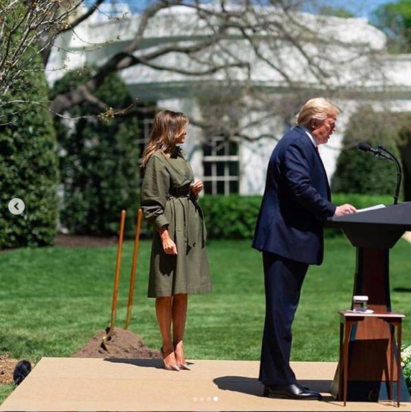 美国第一夫人植树节,美国第一夫人绿色衣服