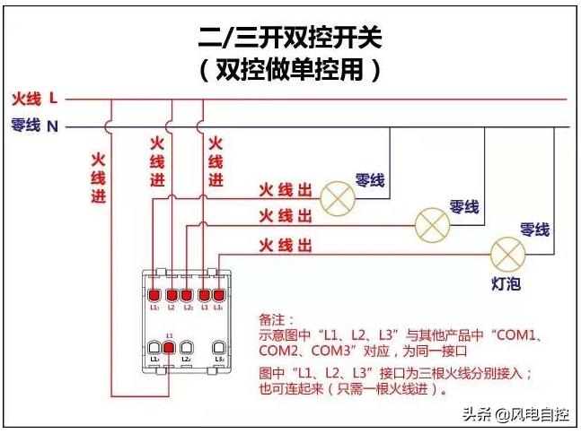 双控带插孔开关接线图,楼梯双控灯开关接线图