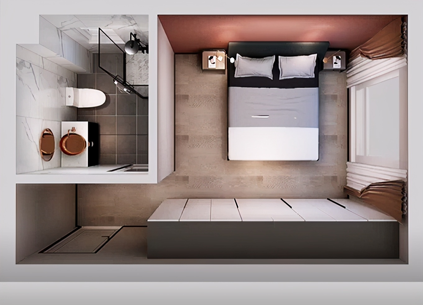 卧室布置一床一衣柜,小平米主卧室多收纳设计方案