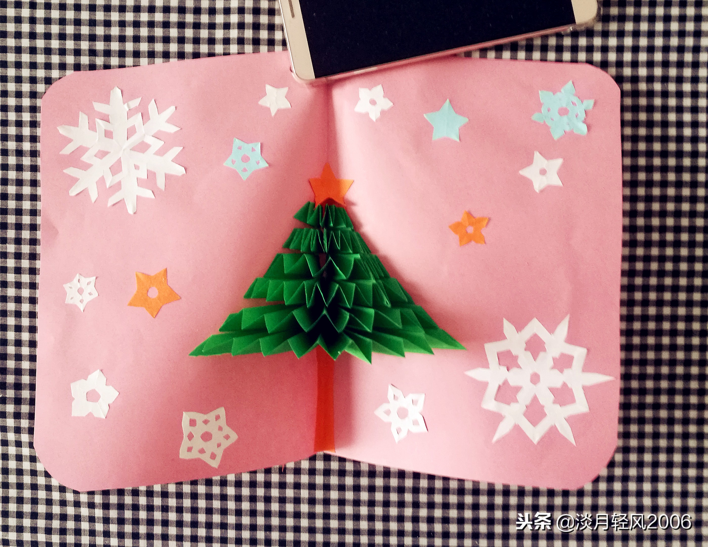圣诞节手工贺卡送老师,王小九手工折纸圣诞节贺卡