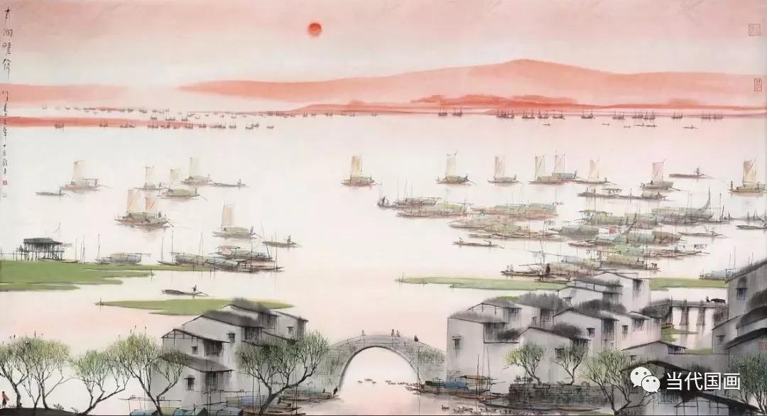 杨明义笔下的水墨江南绘画,杨明义水墨江南山水画荷花