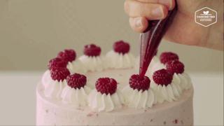 玫瑰荔枝覆盆子芝士蛋糕,粉色派覆盆子香草味蛋糕