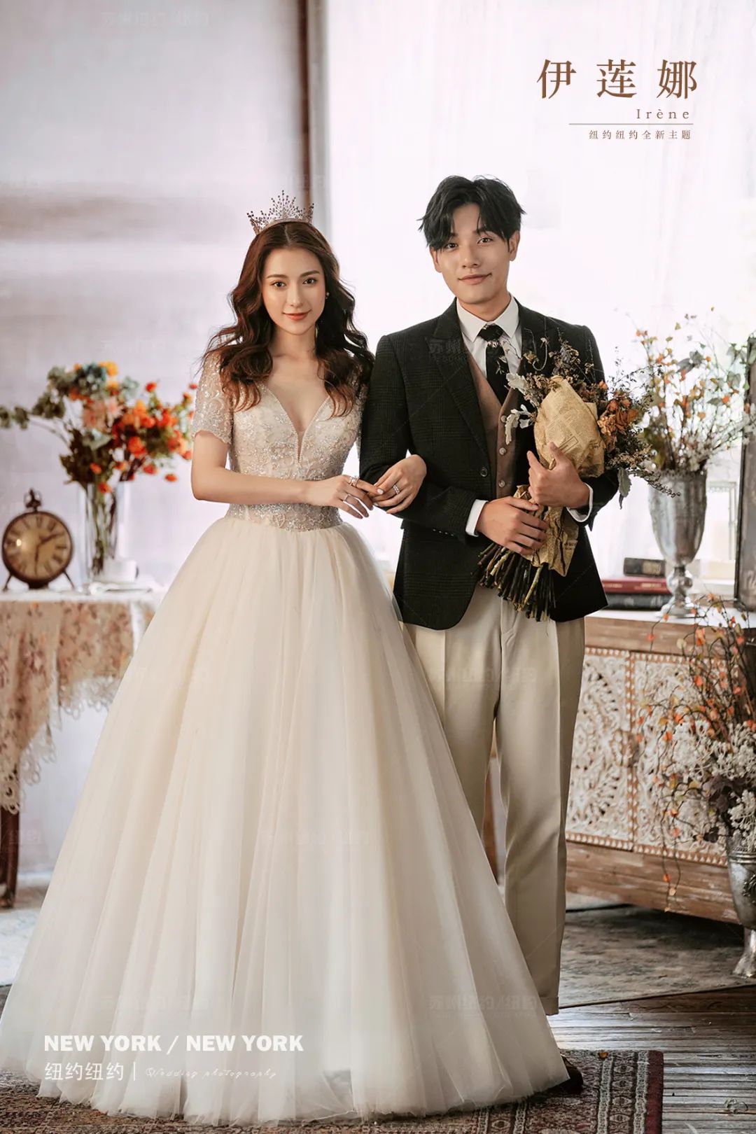 法式复古婚纱照p图,不同风格的优雅复古婚纱照