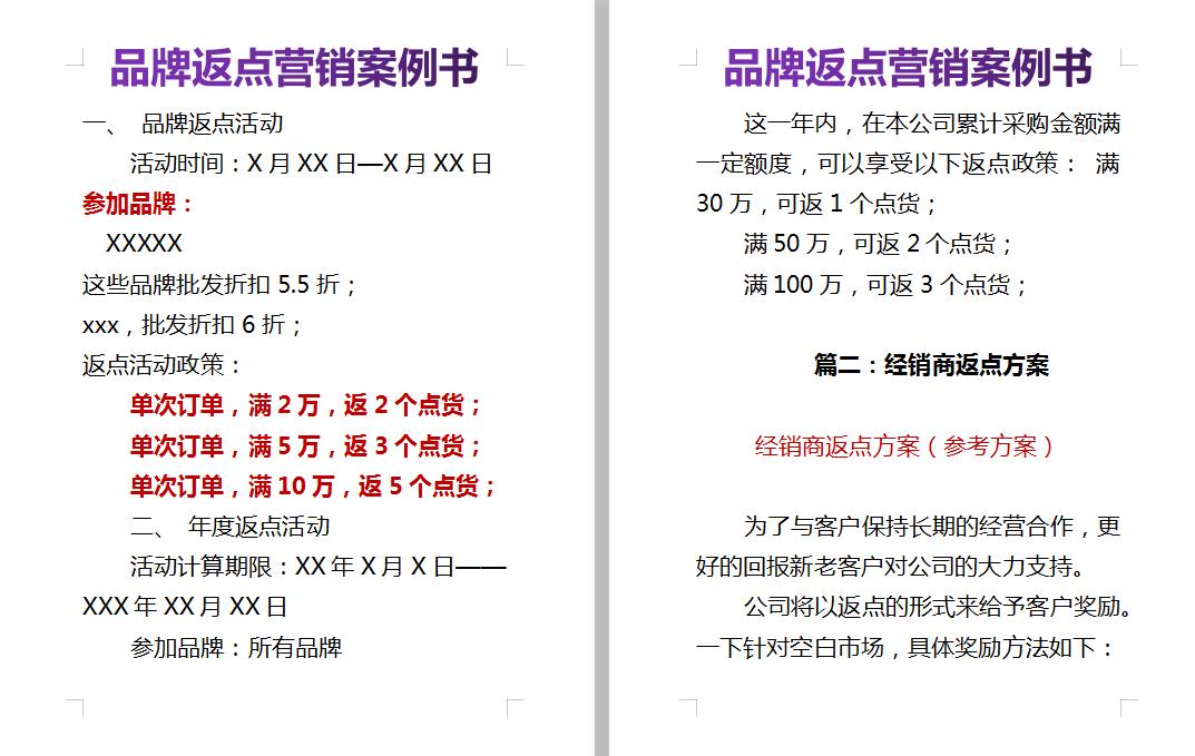 销售返点方案模板,销售产品返点协议书