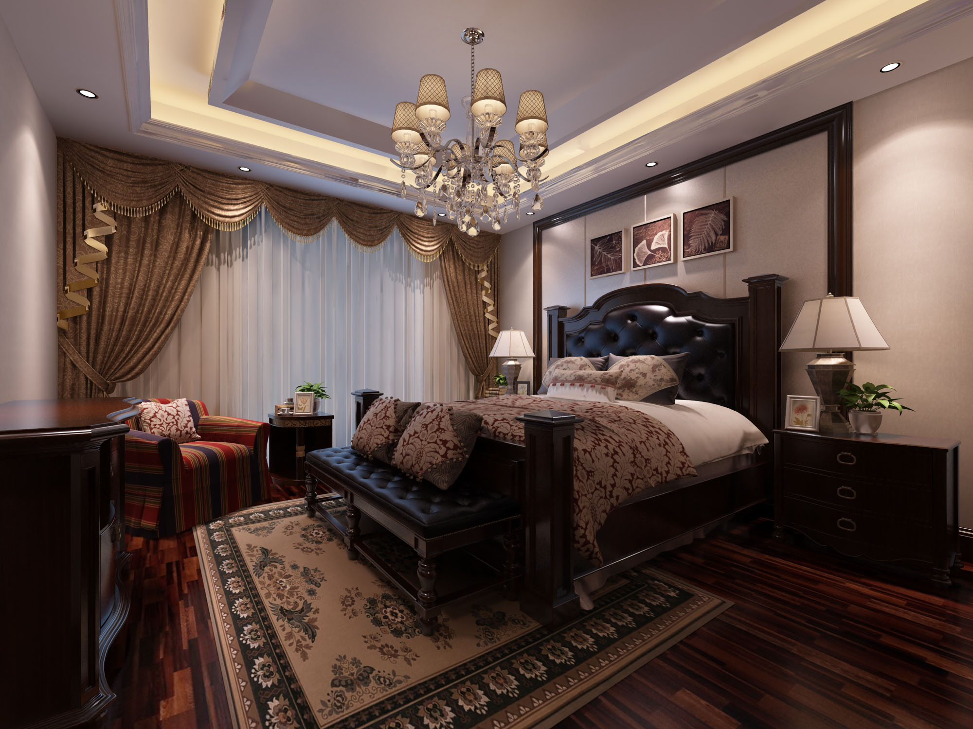 美式乡村风120平米三室装修