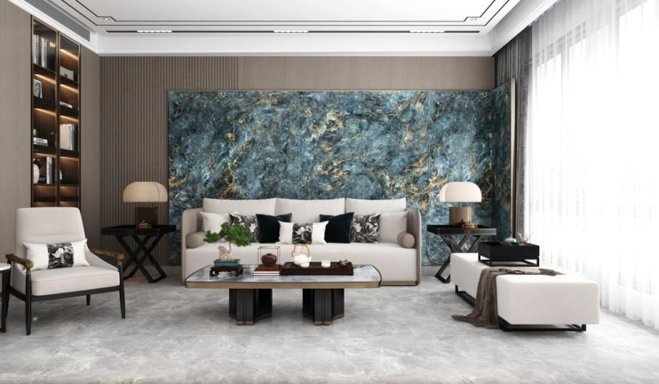 现代轻奢风客厅装修瓷砖用什么色,2020最流行瓷砖轻奢风