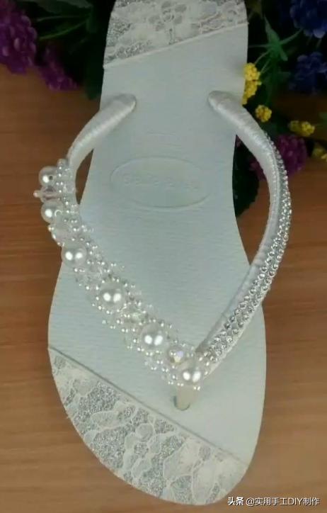 复古人字凉鞋串珠,手工串珠编织拖鞋