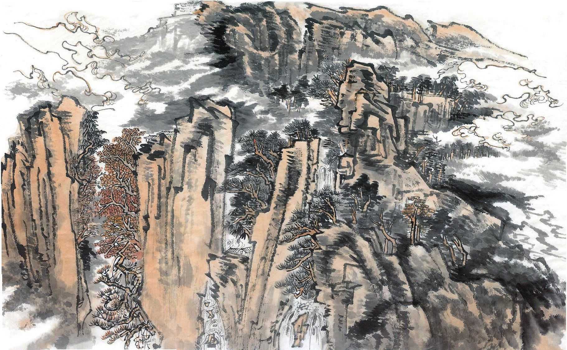 儿童山水画10-12岁国画范画,零基础国画山水画教学视频