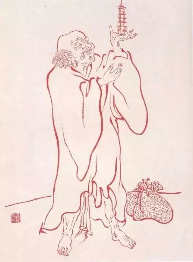 弘一法师的蓝底描金十八罗汉作品,弘一大师100万罗汉图写意