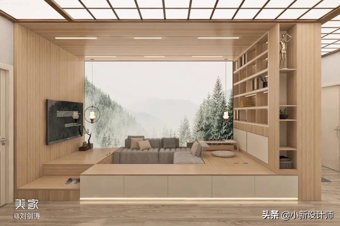 12平榻榻米房间设计带飘窗,小阳台做榻榻米书房装修设计