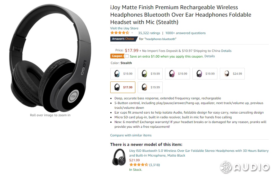 美国亚马逊蓝牙耳机排名,2019亚马逊蓝牙耳机爆款