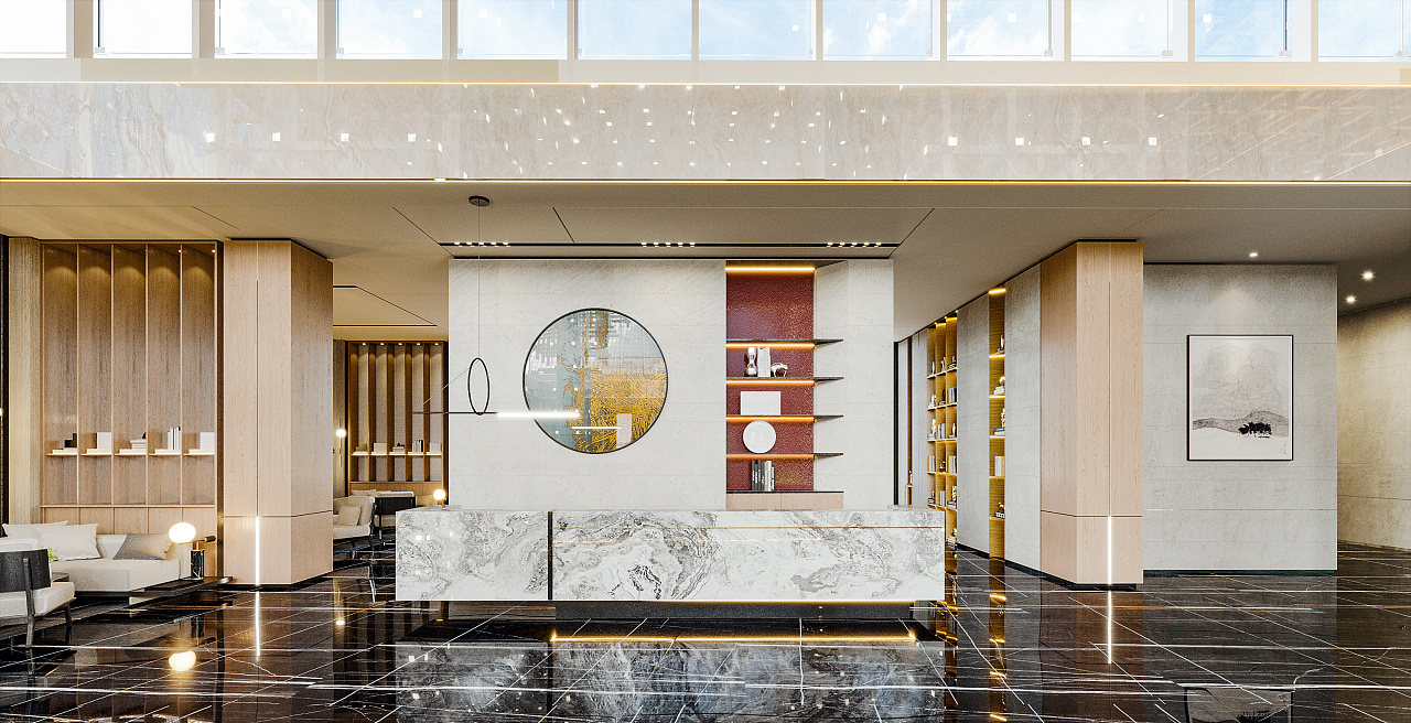 办公室前台装修设计工程,高端办公室前台装修设计展示