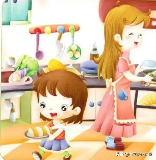 二年级看图写话妈妈烧菜女儿洗菜,妈妈厨房烧菜孩子伸脚看图写话