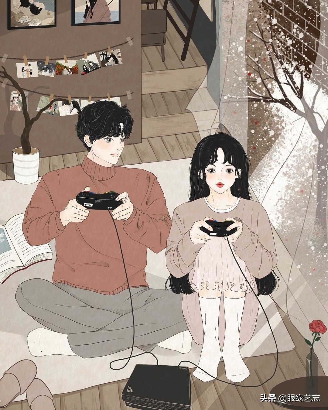 韩国插画温馨情侣,韩国插画幸福时光